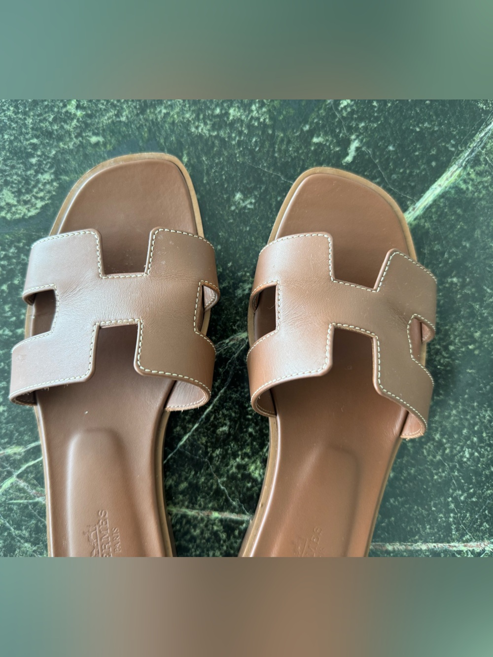 Hermes Oran Sandals in Gold - Picture 2 of 5